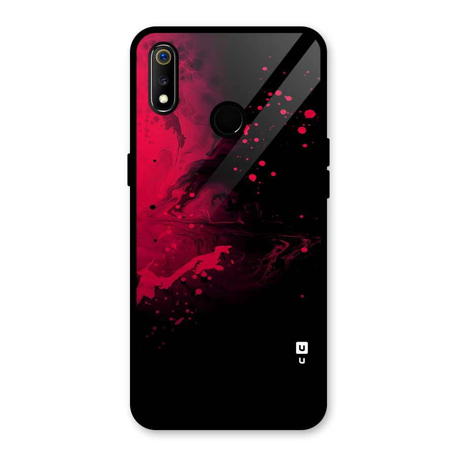Red Black Splash Art Glass Back Case for Realme 3i