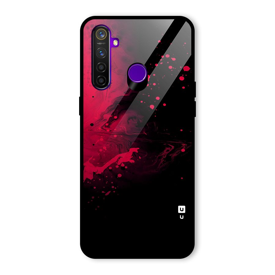 Red Black Splash Art Glass Back Case for Realme 5 Pro