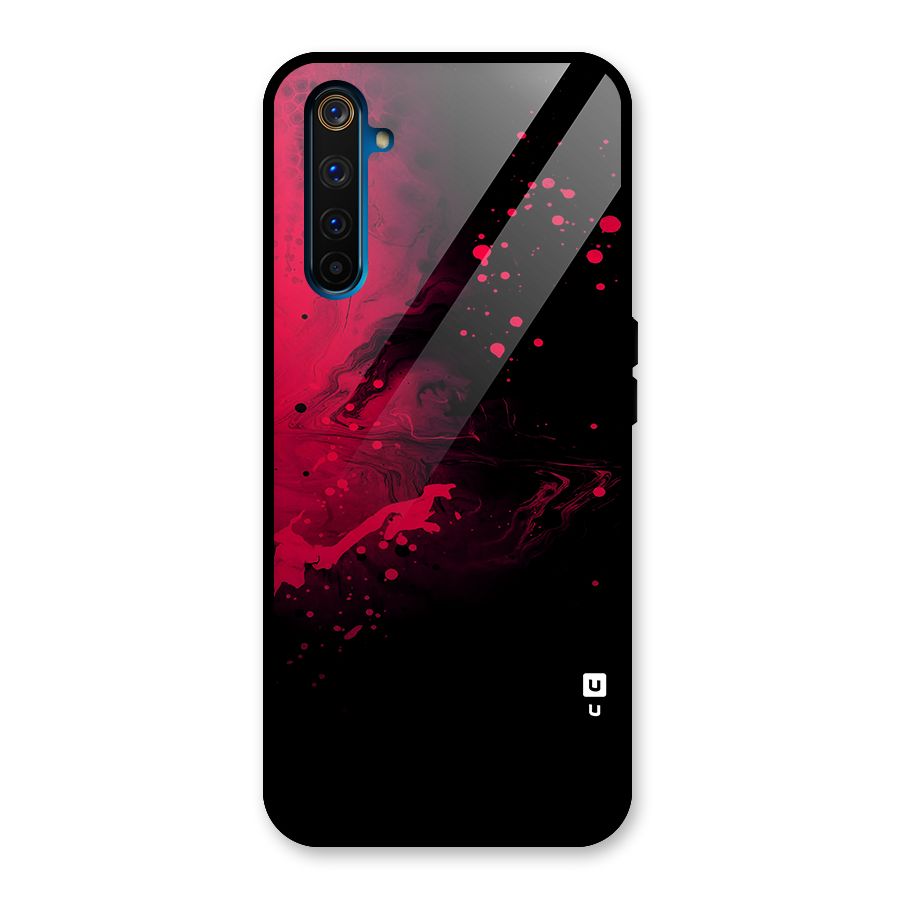 Red Black Splash Art Glass Back Case for Realme 6 Pro
