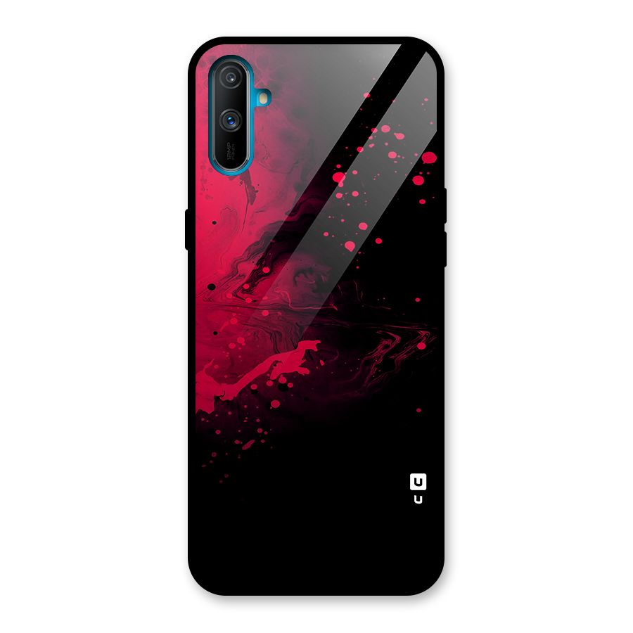 Red Black Splash Art Glass Back Case for Realme C3