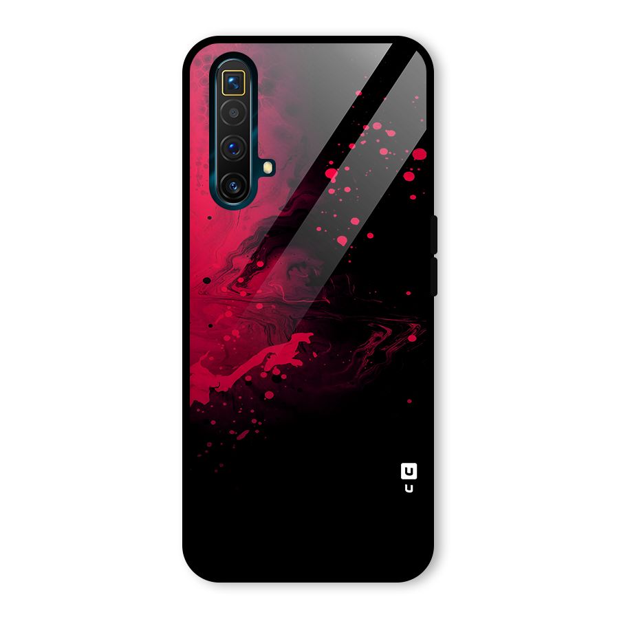 Red Black Splash Art Glass Back Case for Realme X3 SuperZoom