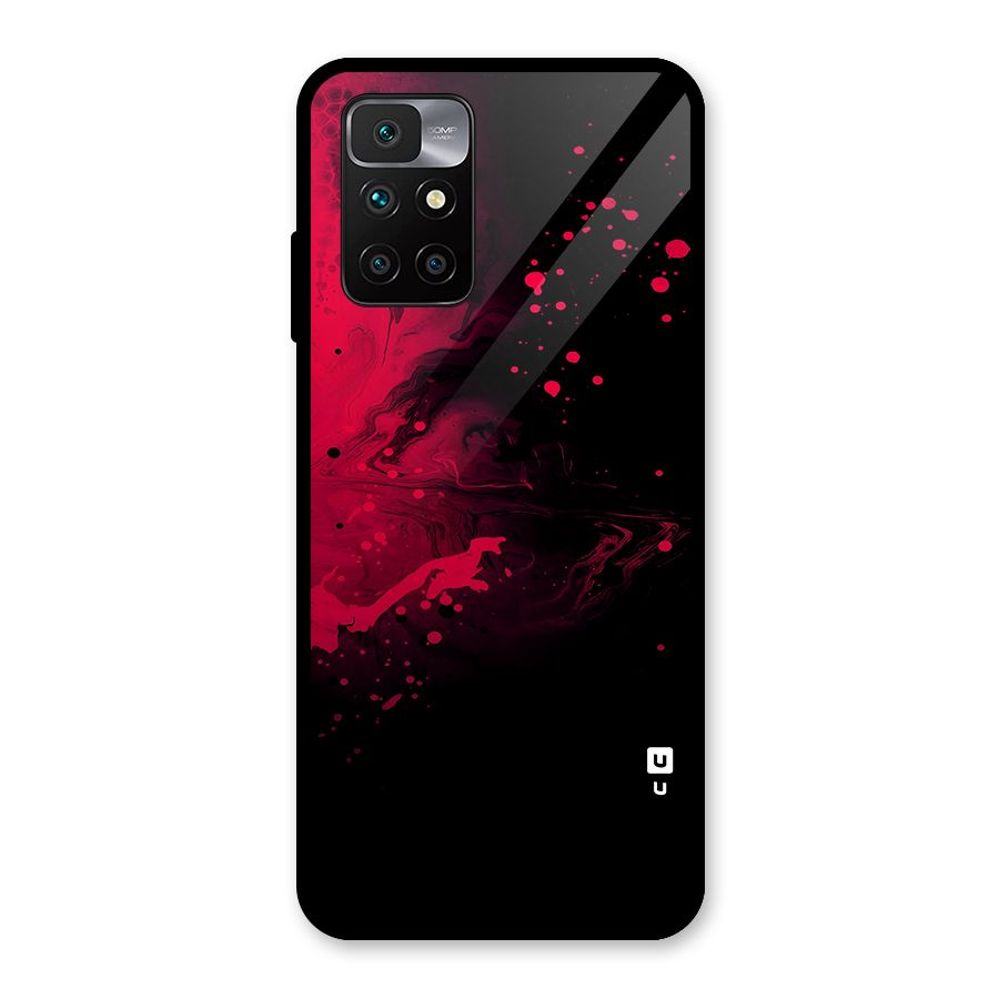 Red Black Splash Art Glass Back Case for Redmi 10 Prime