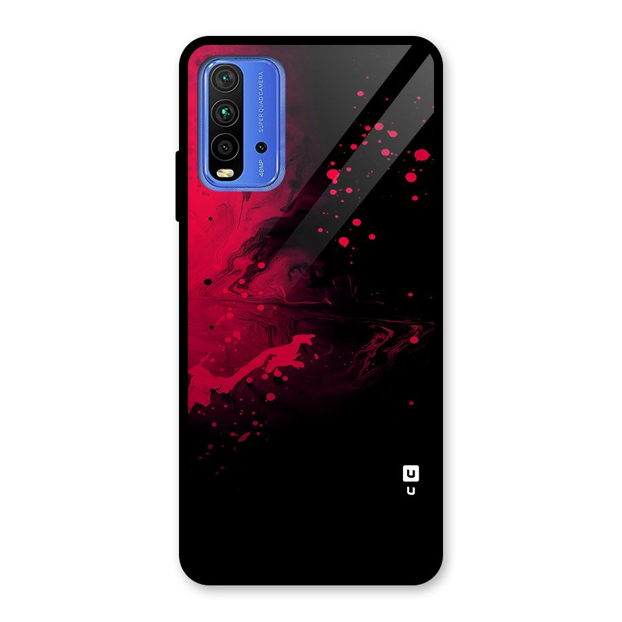 Red Black Splash Art Glass Back Case for Redmi 9 Power