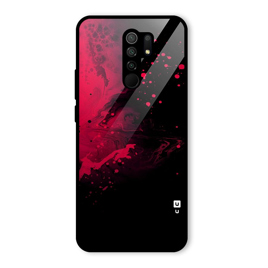Red Black Splash Art Glass Back Case for Redmi 9 Prime