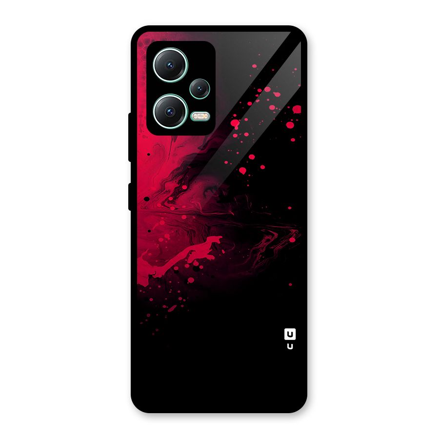 Red Black Splash Art Glass Back Case for Redmi Note 12 5G