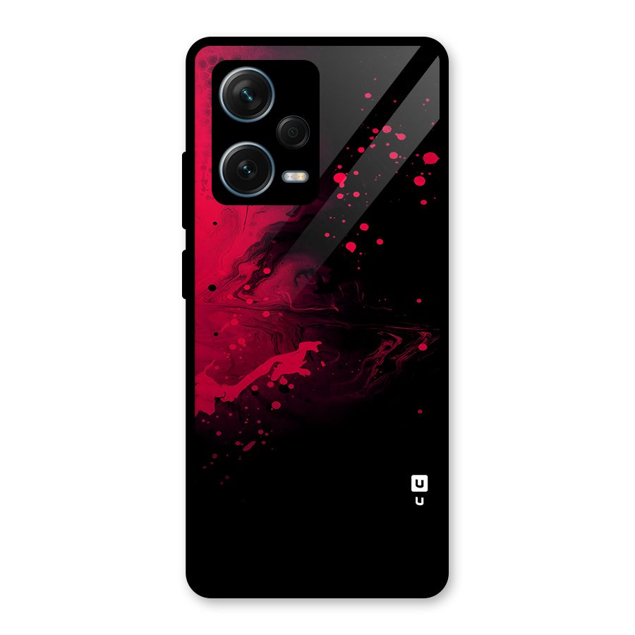 Red Black Splash Art Glass Back Case for Redmi Note 12 Pro Plus 5G
