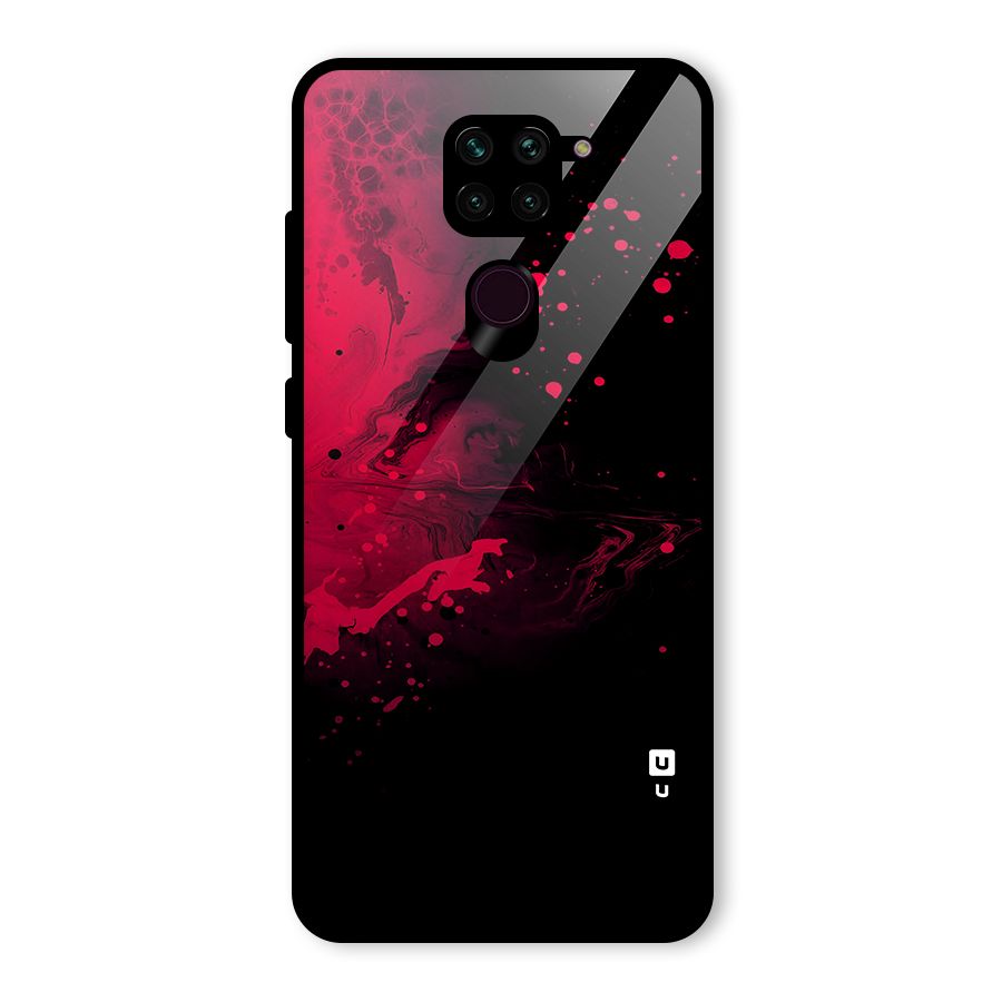 Red Black Splash Art Glass Back Case for Redmi Note 9