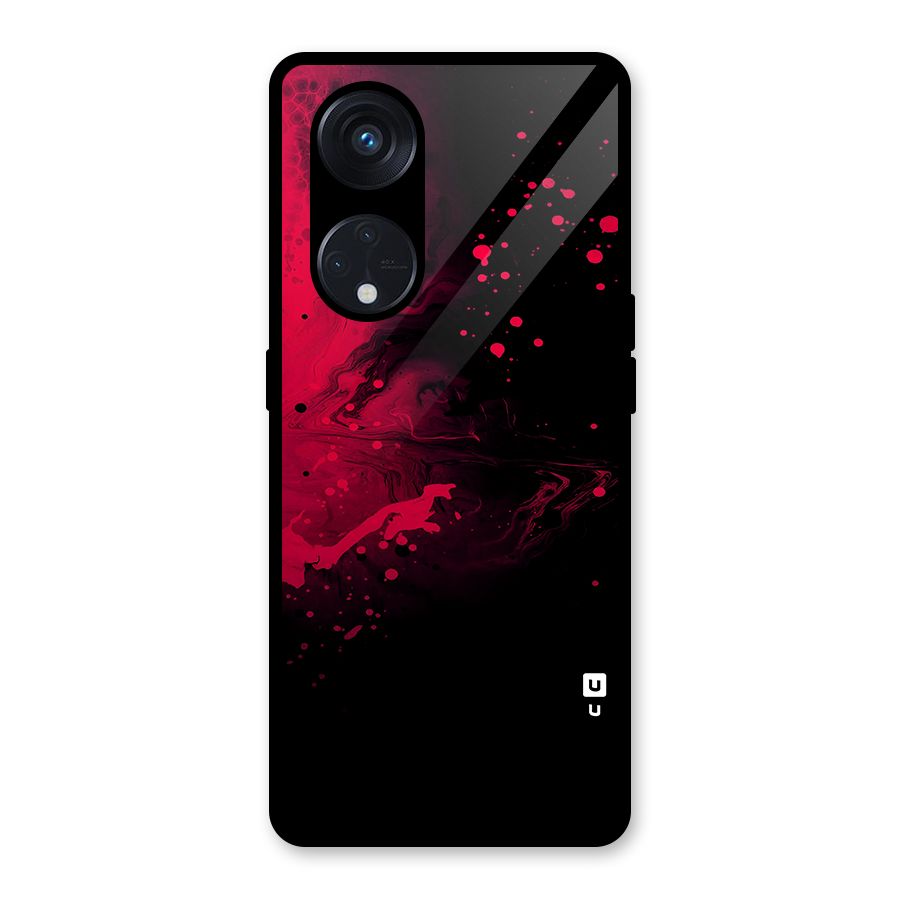 Red Black Splash Art Glass Back Case for Reno8 T 5G