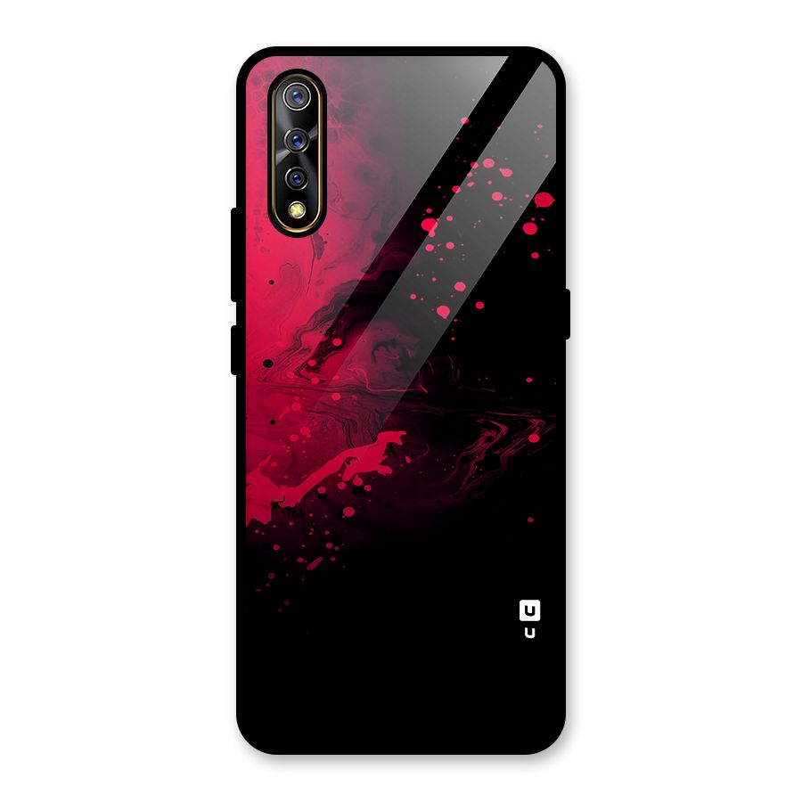 Red Black Splash Art Glass Back Case for Vivo S1