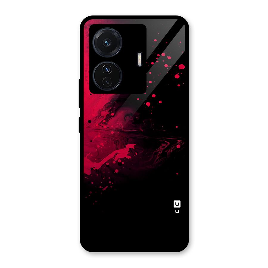 Red Black Splash Art Glass Back Case for Vivo T1 Pro