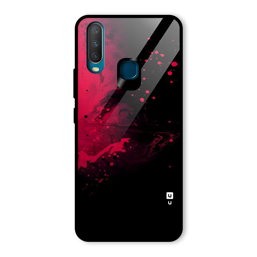 Red Black Splash Art Glass Back Case for Vivo U10