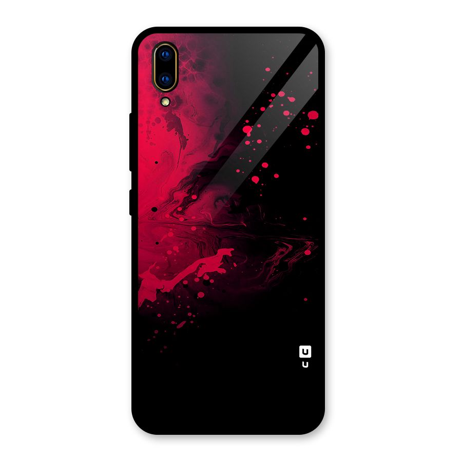 Red Black Splash Art Glass Back Case for Vivo V11 Pro