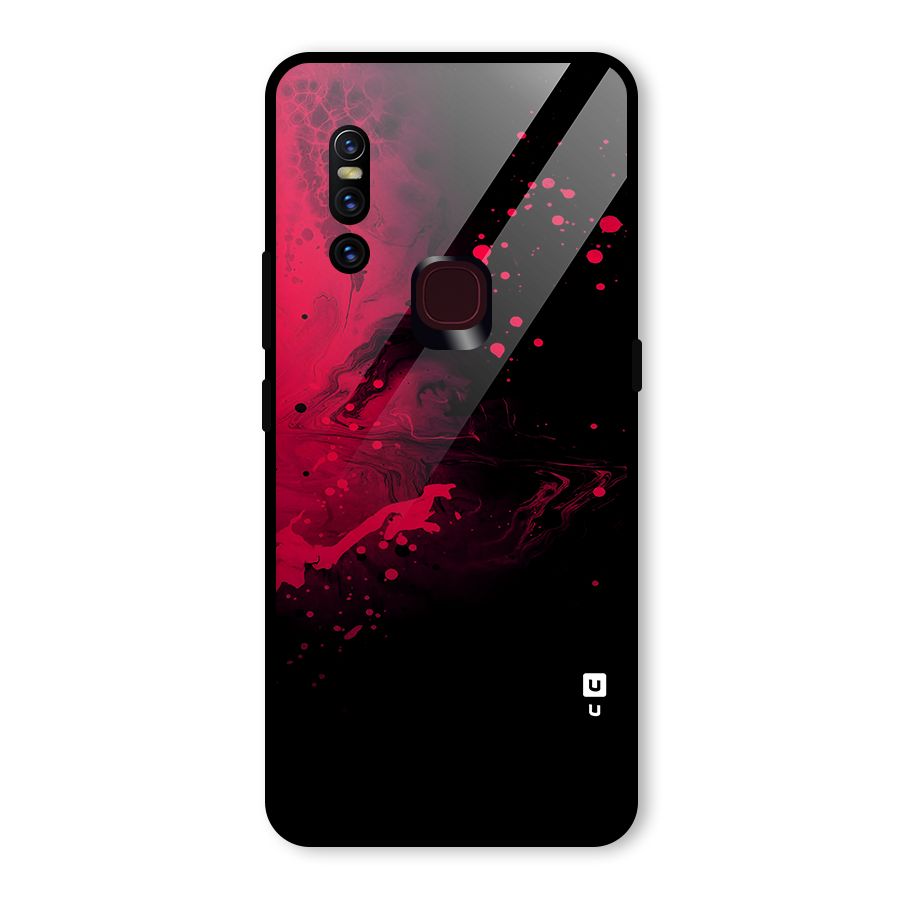 Red Black Splash Art Glass Back Case for Vivo V15