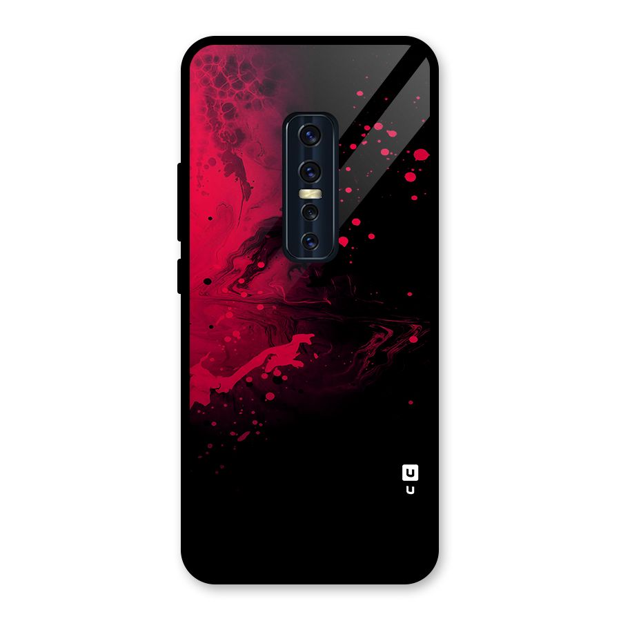Red Black Splash Art Glass Back Case for Vivo V17 Pro
