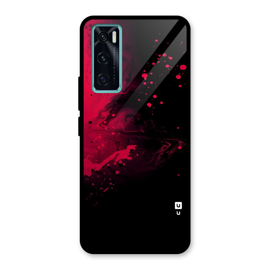 Red Black Splash Art Glass Back Case for Vivo V20 SE