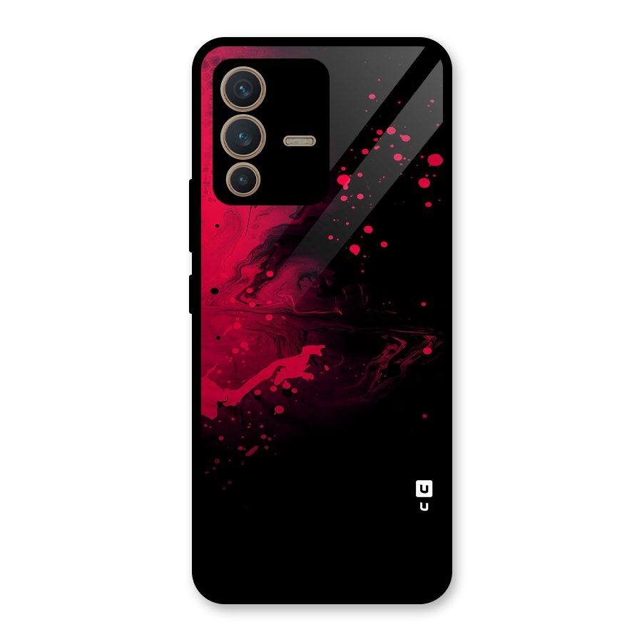Red Black Splash Art Glass Back Case for Vivo V23 5G