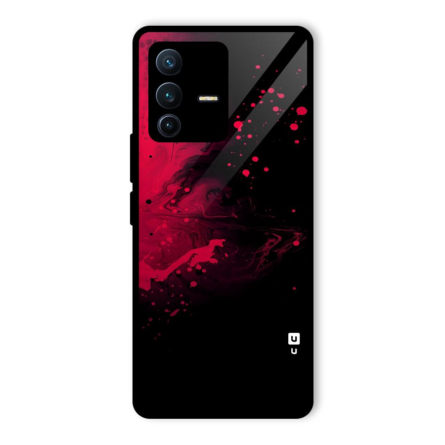 Red Black Splash Art Glass Back Case for Vivo V23 Pro