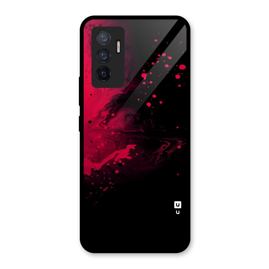 Red Black Splash Art Glass Back Case for Vivo V23e