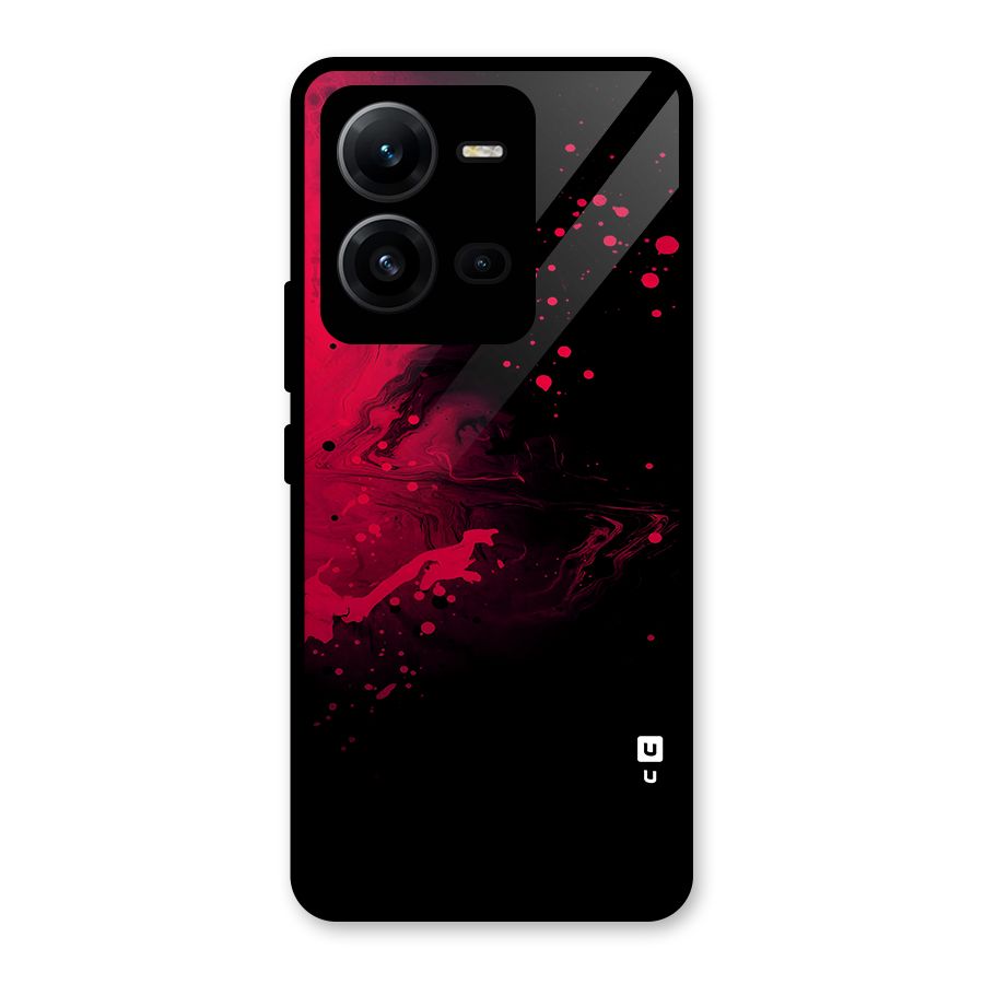 Red Black Splash Art Glass Back Case for Vivo V25