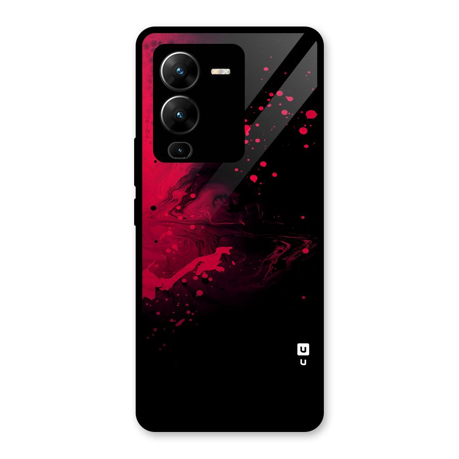 Red Black Splash Art Glass Back Case for Vivo V25 Pro