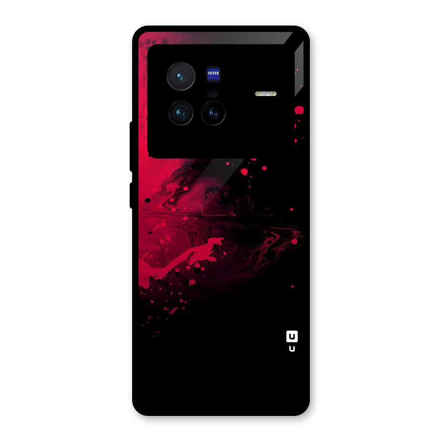 Red Black Splash Art Glass Back Case for Vivo X80