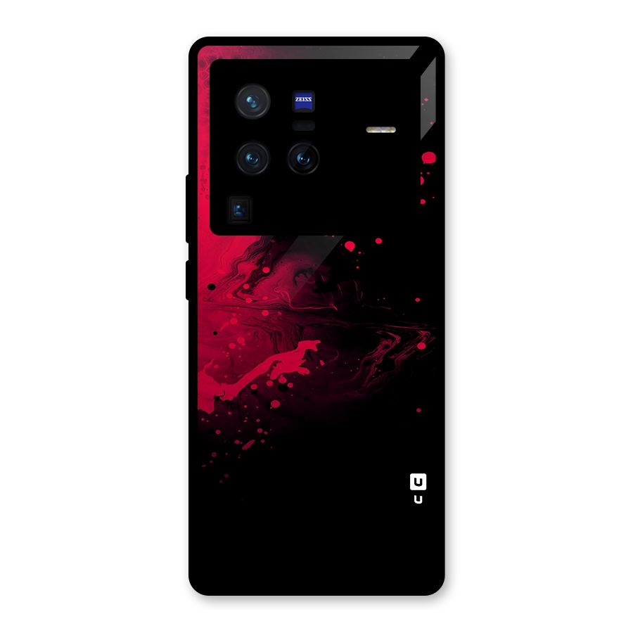 Red Black Splash Art Glass Back Case for Vivo X80 Pro