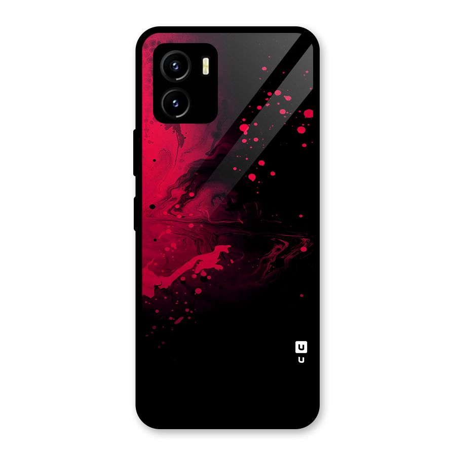 Red Black Splash Art Glass Back Case for Vivo Y15s