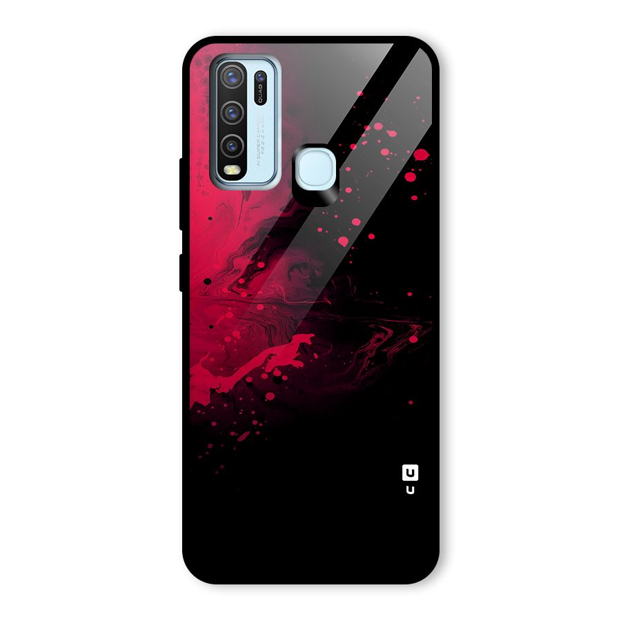 Red Black Splash Art Glass Back Case for Vivo Y30
