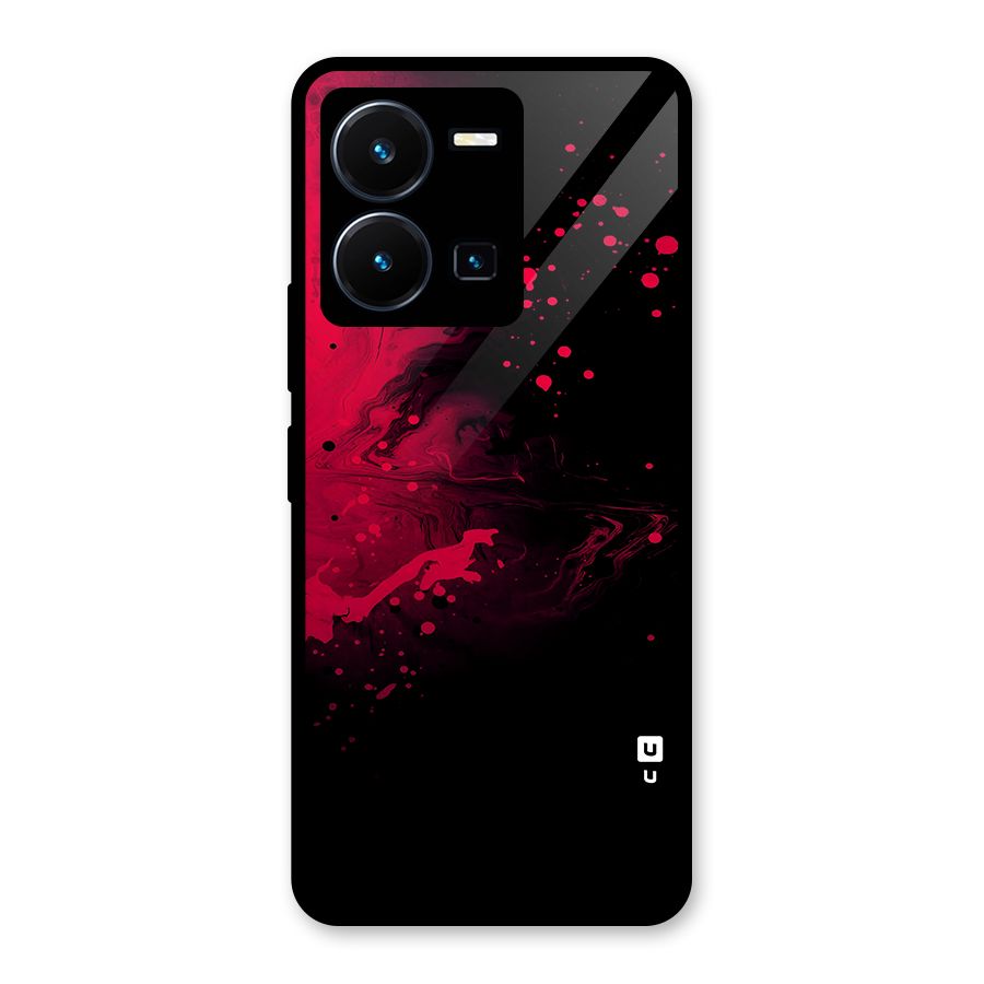 Red Black Splash Art Glass Back Case for Vivo Y35