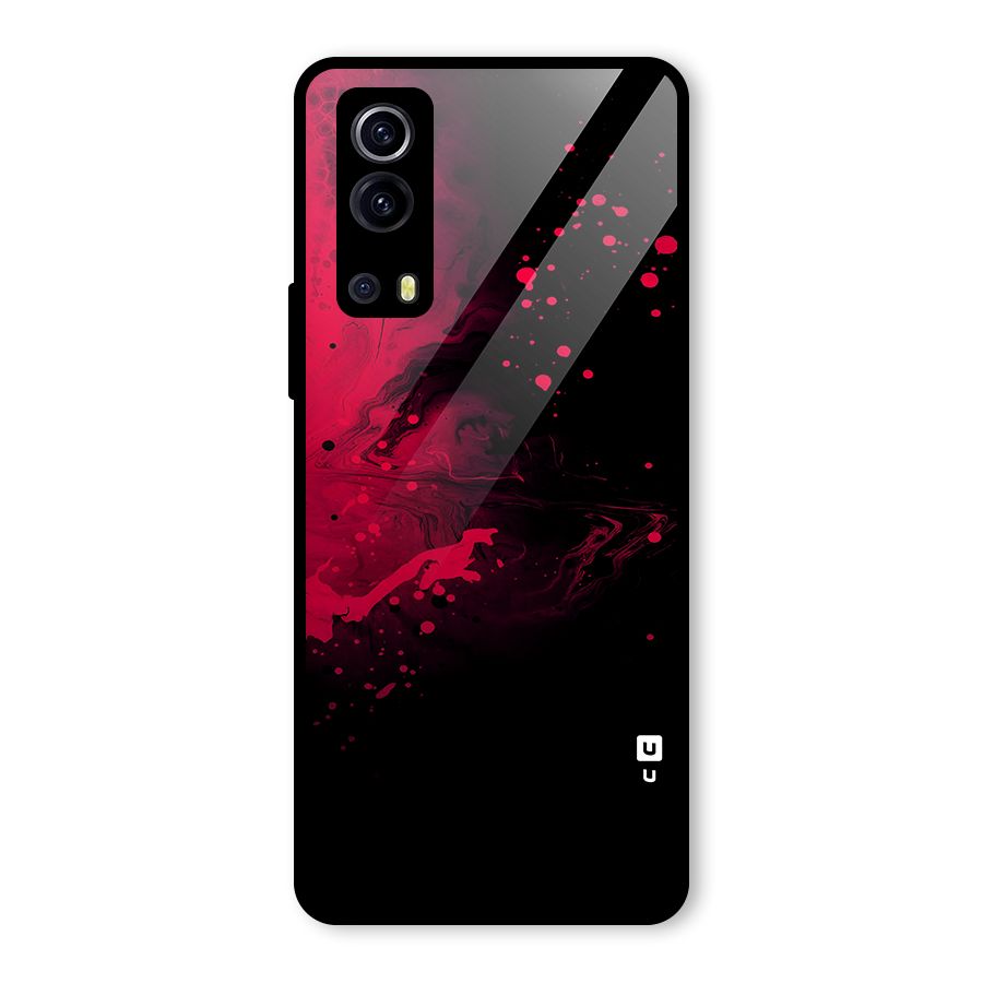 Red Black Splash Art Glass Back Case for Vivo iQOO Z3