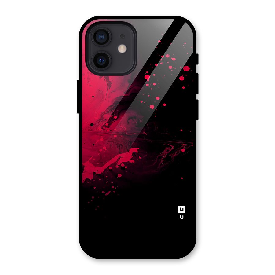 Red Black Splash Art Glass Back Case for iPhone 12