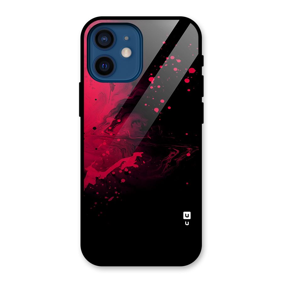 Red Black Splash Art Glass Back Case for iPhone 12 Mini