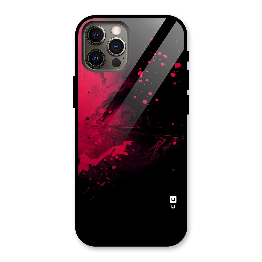 Red Black Splash Art Glass Back Case for iPhone 12 Pro