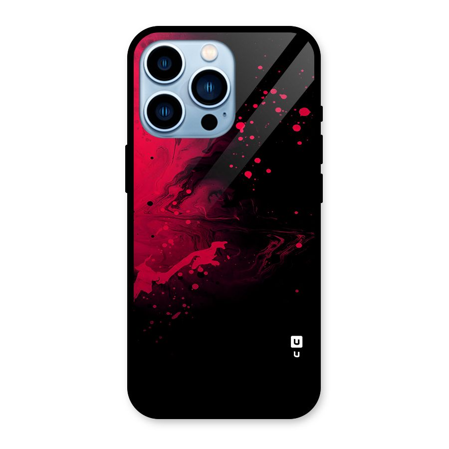 Red Black Splash Art Glass Back Case for iPhone 13 Pro