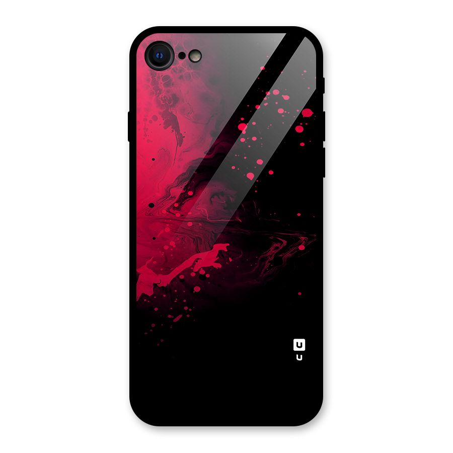 Red Black Splash Art Glass Back Case for iPhone SE 2022