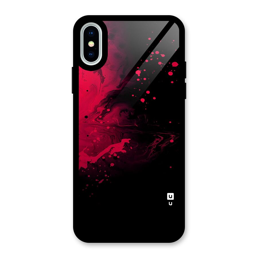 Red Black Splash Art Glass Back Case for iPhone XS