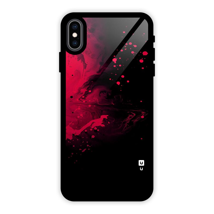 Red Black Splash Art Glass Back Case for iPhone XS Max