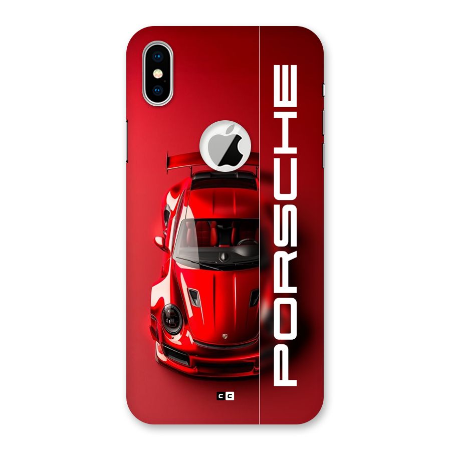 Red Porsche Back Case for iPhone X Logo Cut