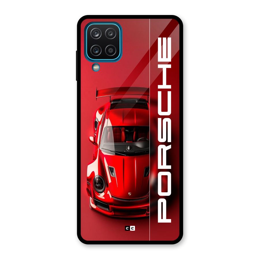 Red Porsche Glass Back Case for Galaxy A12