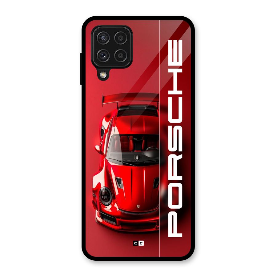 Red Porsche Glass Back Case for Galaxy A22 4G