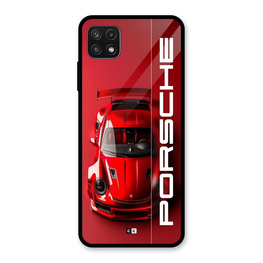Red Porsche Glass Back Case for Galaxy A22 5G