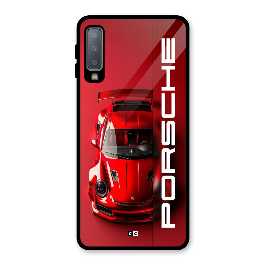 Red Porsche Glass Back Case for Galaxy A7 (2018)