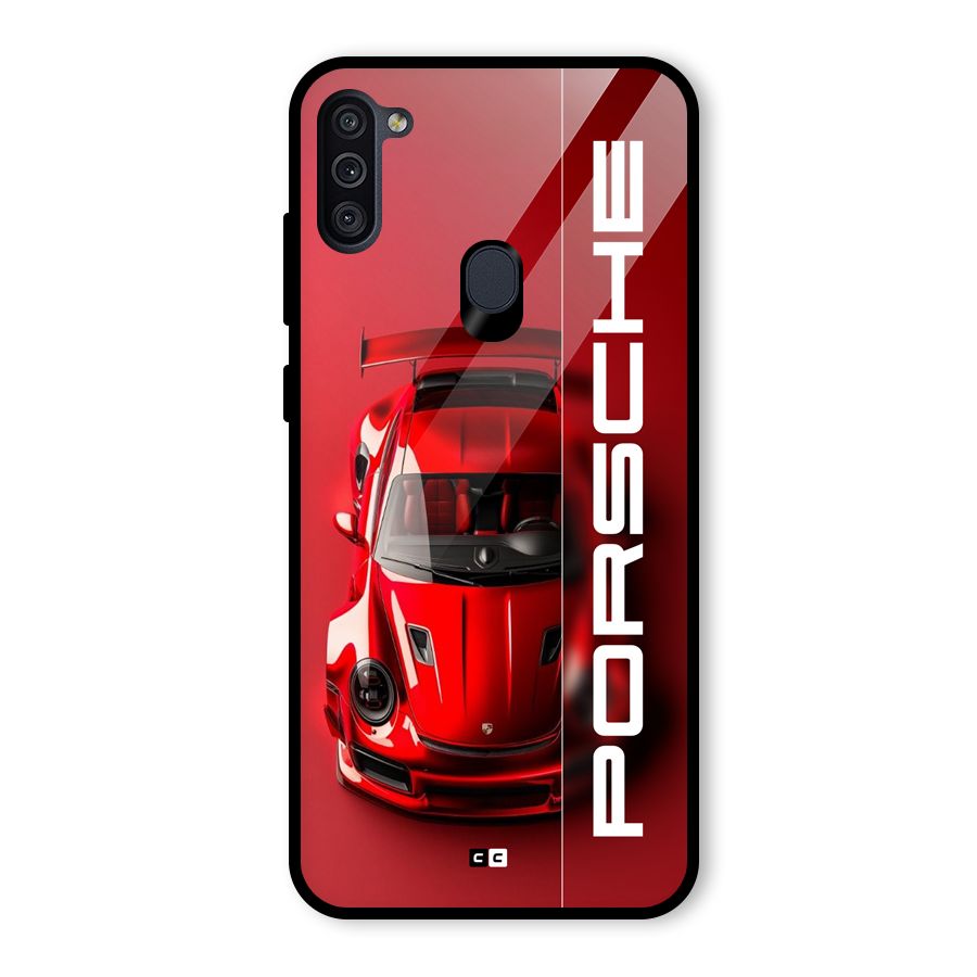 Red Porsche Glass Back Case for Galaxy M11