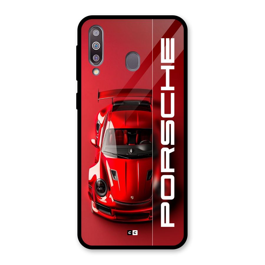 Red Porsche Glass Back Case for Galaxy M30