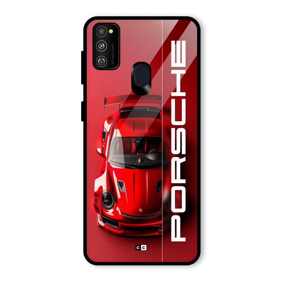 Red Porsche Glass Back Case for Galaxy M30s