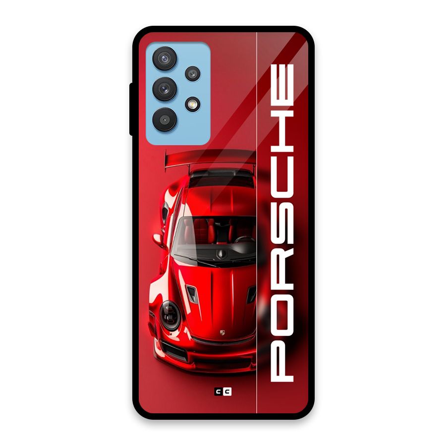 Red Porsche Glass Back Case for Galaxy M32 5G