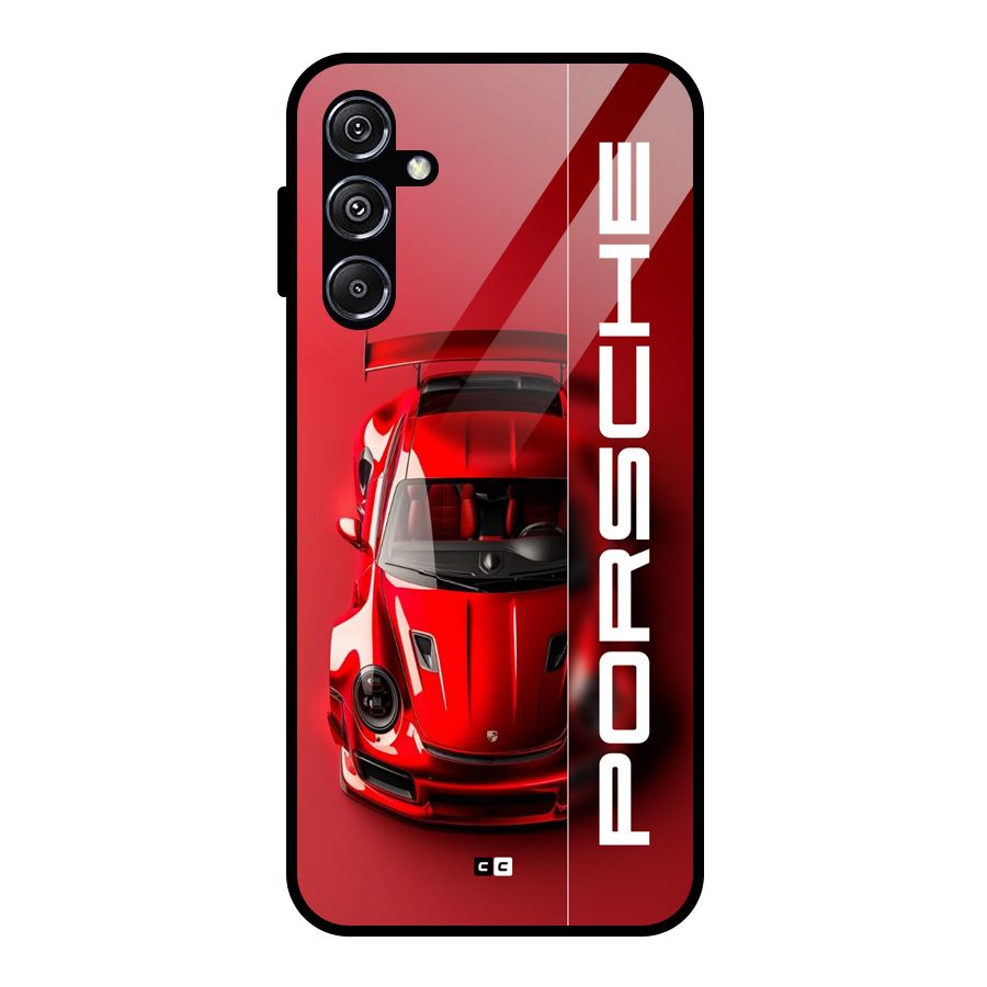 Red Porsche Glass Back Case for Galaxy M34 5G