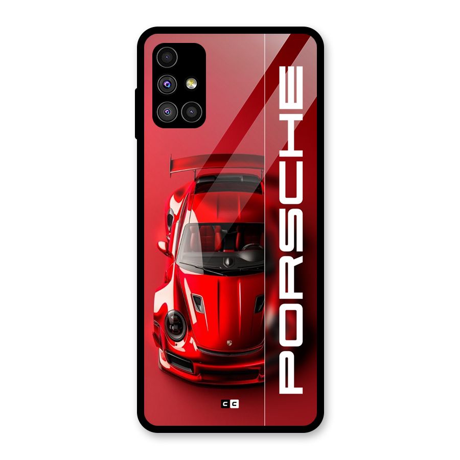 Red Porsche Glass Back Case for Galaxy M51