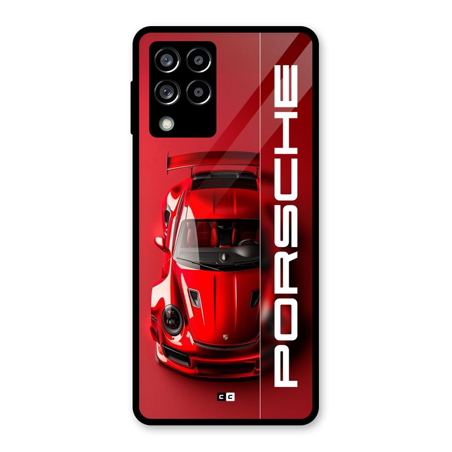 Red Porsche Glass Back Case for Galaxy M53 5G