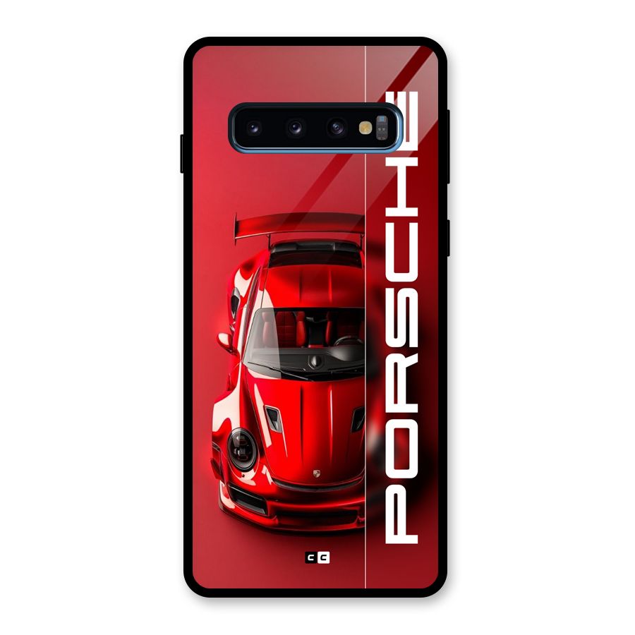 Red Porsche Glass Back Case for Galaxy S10